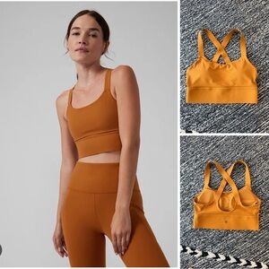 Athleta Warrior Longline Sports Bra Size Small Dark Yellow/Mustard/Gold